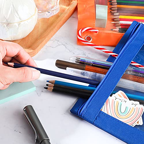 Liphontcta 45 Pack Pencil Pouch 3 Ring Binder Pencil Pouch Cloth Pencil Pouches For 3 Ring Binder Zipper Pencil Case Bag With Clear Window For Storing School Writing Supplies #TOP3