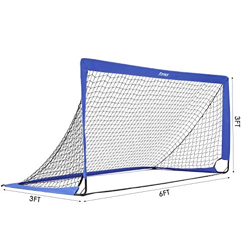 femor Portable Soccer Goal Nets, 6\' x 3\' Fold-Up Soccer Target Goal with Carrying Bag for Kids and Teens, Backyard Games and Practice, Set of 2 - Thumbnail 2