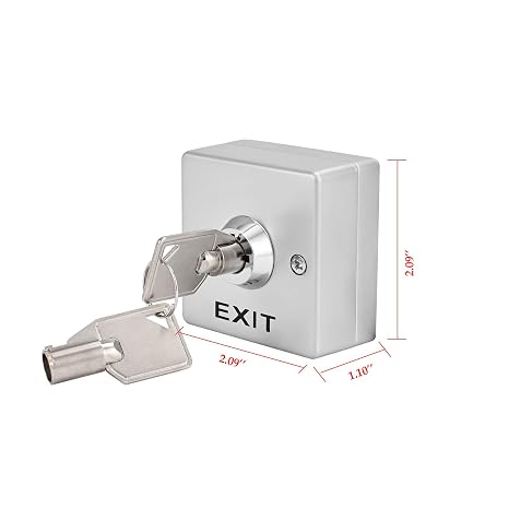 Exit Button with Key for Elevator Door Access Control System Zinc Alloy Shell Square Shape