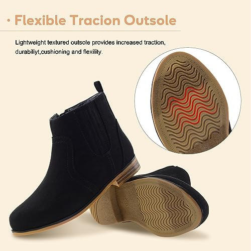 LseLom Girls Chelsea Boots Ankle Boots for Girls with Zipper Short Suede Booties Fashion Boots for Toddler/Little Kids3