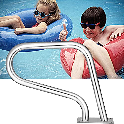 Rampe de piscine en acier inoxydable 3 coudes avec échelle d'appui stable et bride de fixation