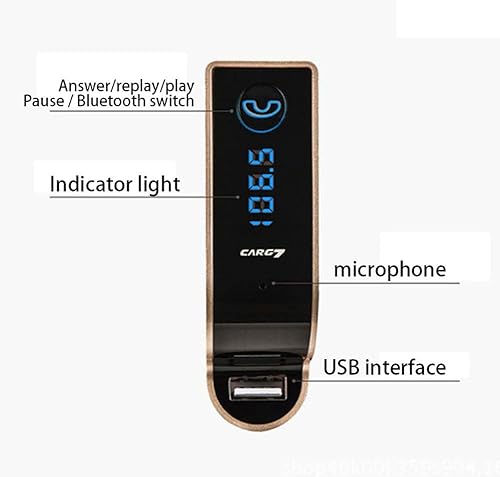 Miniatura 4 de Transmisor FM Bluetooth Bluetooth para automóvil, adaptador de radio inalámbrico Bluetooth 2.1 en coche con llamadas manos libres, 1 puerto USB,