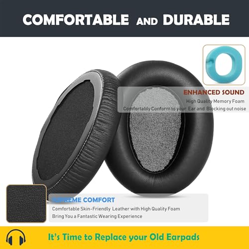 Almohadillas para auriculares Premium de repuesto compatibles con Sony MDR-ZX770BN y MDR-ZX780DC, con cuero sintético suave y espuma viscoelástica miniatura 3