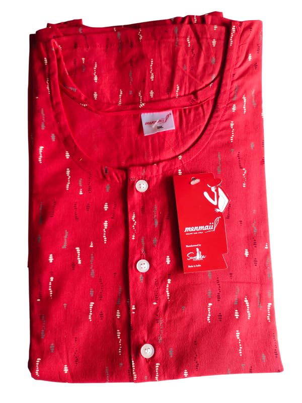 Image of MENMAII Women's [L-4XL] Full Open /Front Buttoned [a Kind of Adaptive Clothing] Multipurpose Nighty for Maternity /Pregnancy /Elderly /Patient /Feeding /Hospital Purpose Nighty Calf Length