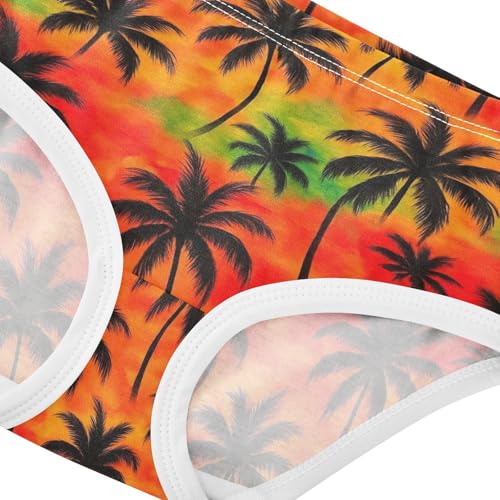 Joisal Tropical Palm Trees Orange Red Panties Little Girl Toddler Underwear Floral Cotton Cartoon Kids Undies Briefs 2t4