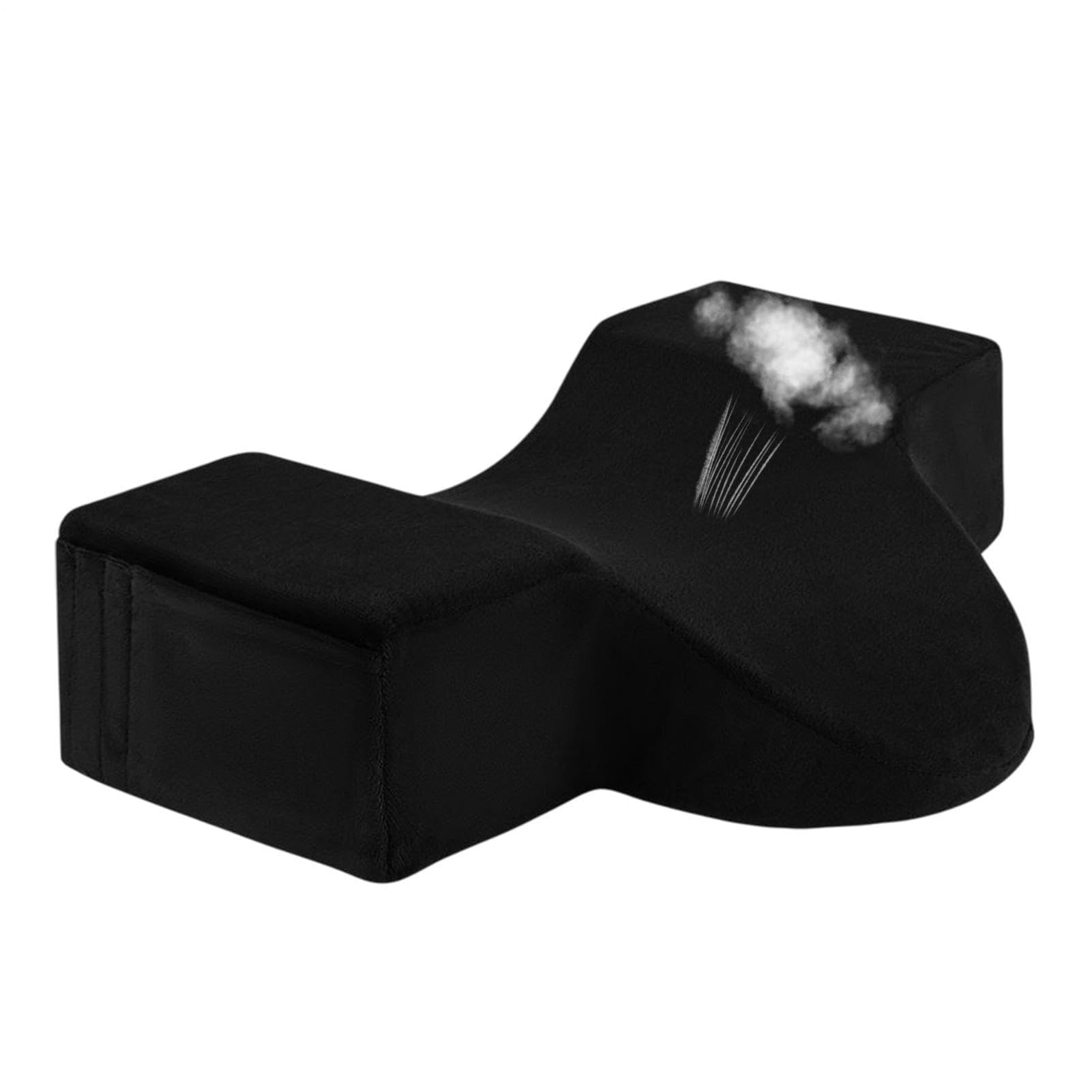 Muiltvoe Lash Extension Pillow 19.69x7.87x4.72 in Eyelash Bed Pillow for Head Ergonomic Memory Foam Beauty Pillows for Salon Trolley Black Flannel