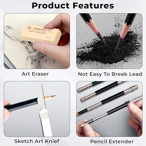 Image of DaKos Sketch Set of 18 Pieces - Drawing and Shading Pencil Set for Artists, Perfect Sketching Kit of Charcol Pencil and Shading Art with Carry Box (MFP1534)