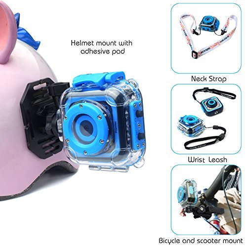 Kids Camera, Digital Action Camera for Kids Age Rechargeable HD Video Camcorder for Girls Boys Children's Birthday Toy Come with Waterproof Case/Helmet Mount/Bicycle Mount