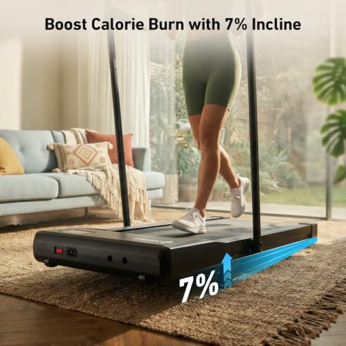 Image of DeerRun Walking Pad with 6% Incline, 3 in 1 Under Desk Treadmill for Home Office & Small Spaces, 2.5HP Quiet Walking Pad Treadmill with 300lb Capacity, 0.6-3.8MPH, App & Remote Control