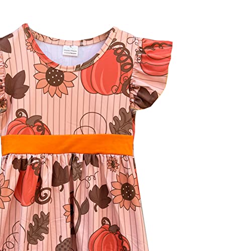 Baby Girls Fall Winter Dress Halloween Thanksgiving Girl Dress Milk Silk Pumpkin Ghost Spider Dress Knee Length 2-7 Years2