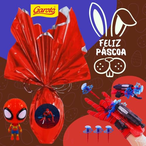 Kit Ovo De Páscoa 250g + Luva Lança Teia Homem Aranha