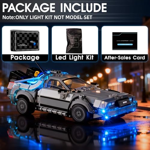 Image of LED Light for Lego Speed Champions Time Machine from Back to The Future 77256 Set, Light Kit Compatible with Lego 77256 Building Blocks Model, Not Included The Model Set