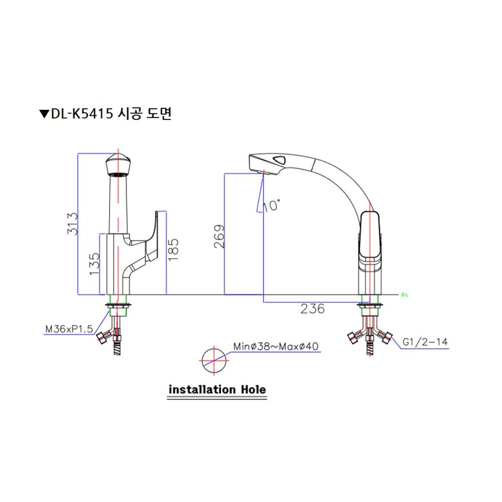 韓国メーカーDAELIM CQFL385E DAELIM One Handle Single 1 Hole Bathroom Sink Lavatory