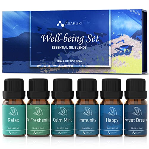ASAKUKI Essential Oil Blends Set 6 * 10ml Well-Being Aromatherapy Oils Set