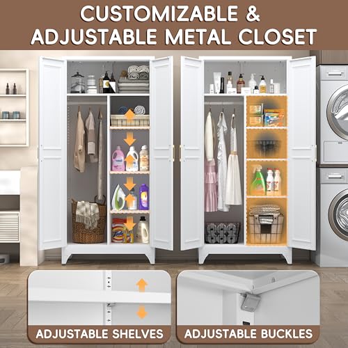SteeLoong Armoire Wardrobe Closet,71" H Wardrobe Cabinet with Hanging Rod - image 5