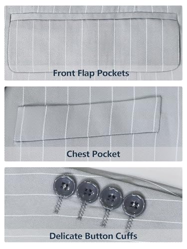 Men's Two Button Two Piece Slim fit Suits Set Tuxedo, Long Pants with Stripes Suitable for Weddings, Business Dinners4