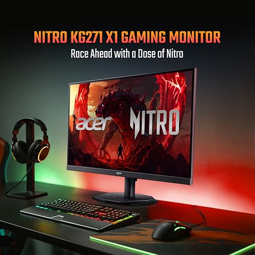 acer Nitro KG271 X1 27 Inch IPS Full HD Backlit LED Gaming Monitor I 0.5 MS Response I 200Hz Refresh Rate I SRGB 99%, HDR 10 I 2xHDMI, 1xDP I Stereo Speakers I AMD FreeSync Premium I Eye Care (Black) - Image 4