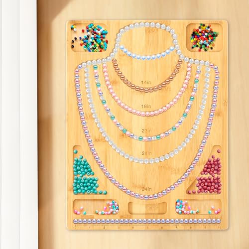 KTZCTPCA Bamboo Beading Board for Jewelry Bracelets Necklaces Making, Durable Jewelry Design Board Bracelet Sizer Board, Bracelet Measurement Board Beading Trays Jewelry Design Mats, wood