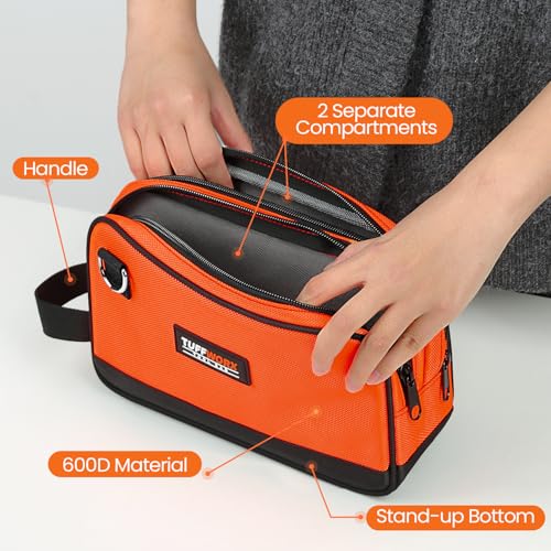 TUFFWORX Small Tool Bag, Multipurpose Zippered Tool Pouch Bag with Dual Compartment, 26 x 8 x 16 cm Portable Tool Storage Organizer, Orange 4 TUFFWORX Small Tool Bag, Multipurpose Zippered Tool Pouch Bag with Dual Compartment, 26 x 8 x 16 cm Portable Tool Storage Organizer, Orange - Image 4