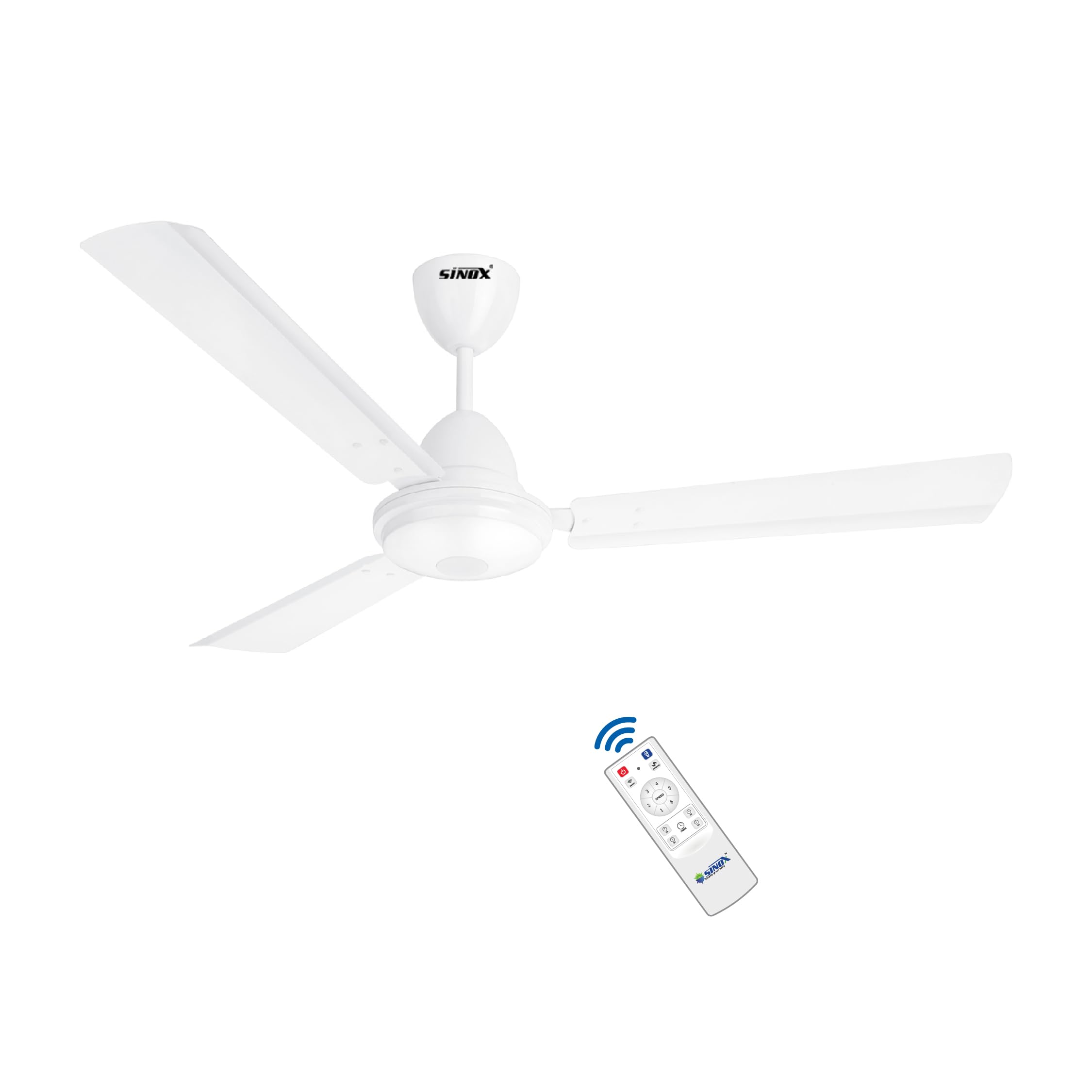 SINOX 12V DC 48" BLDC Solar Ceiling Fan 32 Watt with Remote Control High Speed 1200MM (WHITE)