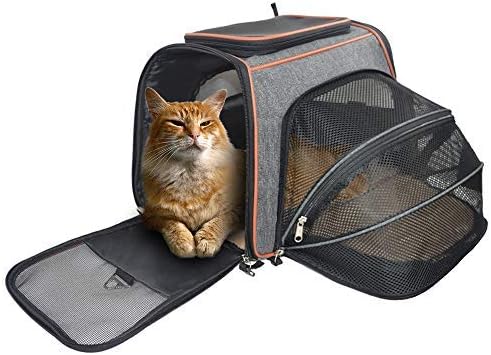 Purrpy Cat Carrier Soft Sided Pet Travel Bag for Medium Cats, Expandable Foldable Soft-Sided Cat Dog Carrier