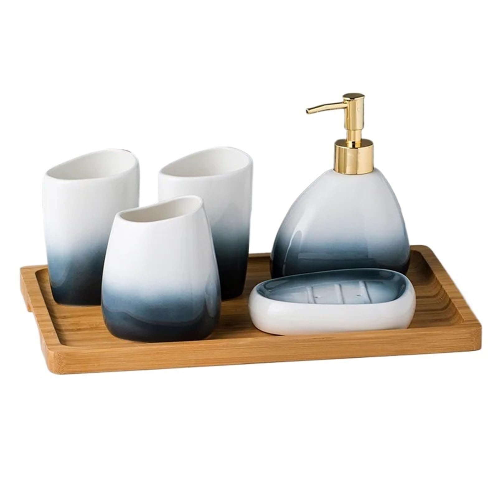 Dispensador de Jabon Set de artículos Sanitarios cerámica, Taza for Cepillo Dientes, dispensador loción, jabonera, Soporte for, Traje baño(Blue)