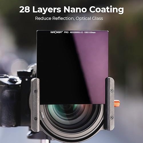 Miniatura 3 de K&F Concept Filtro cuadrado ND32000 de 3.937 x 3.937 in (15 paradas) Filtro de densidad neutra impermeable con 28 recubrimientos multicapa para