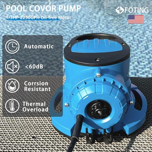 FOTING Pool Cover Pump, Automatic Swimming 2250 GPH Submersible Water Pump, Water Removal with 3/4”Check Valve Adapter & 25ft Power Cord, Drainage for Ponds, Rooftops, Water Beds by FOTING - Image 3