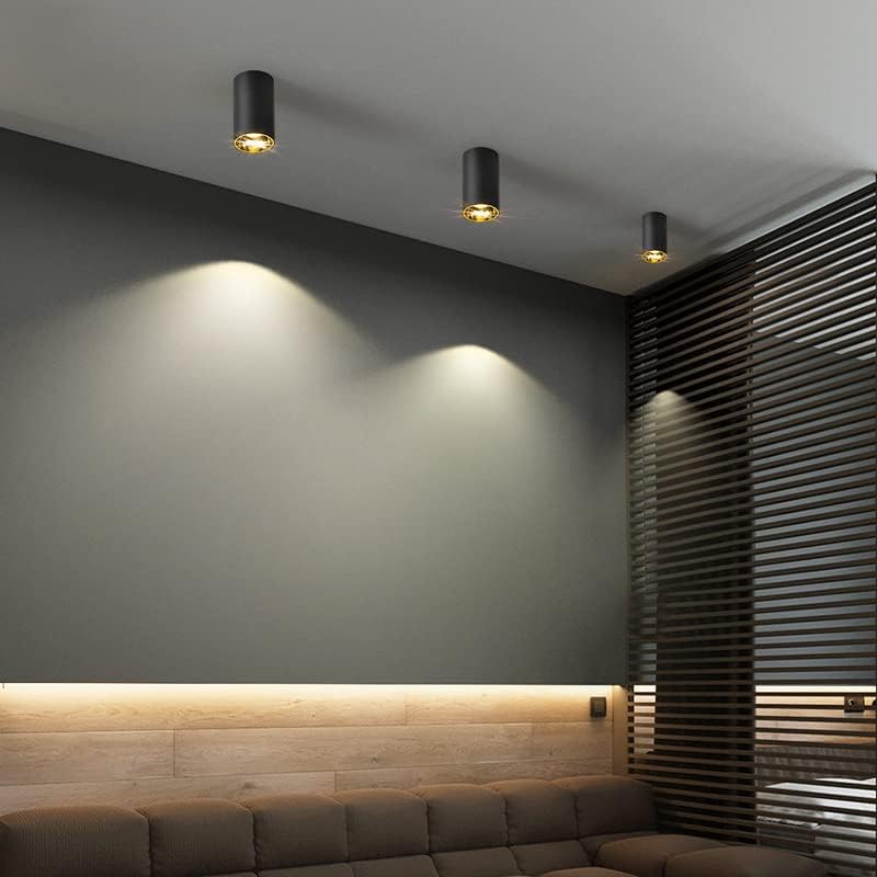 Image of blissbells Modern 12W LED Surface Ceiling Light | Black & Gold Cylinder Ceiling Lamp with Warm White Light | Decorative Downlight for Living Room, Bedroom & Office