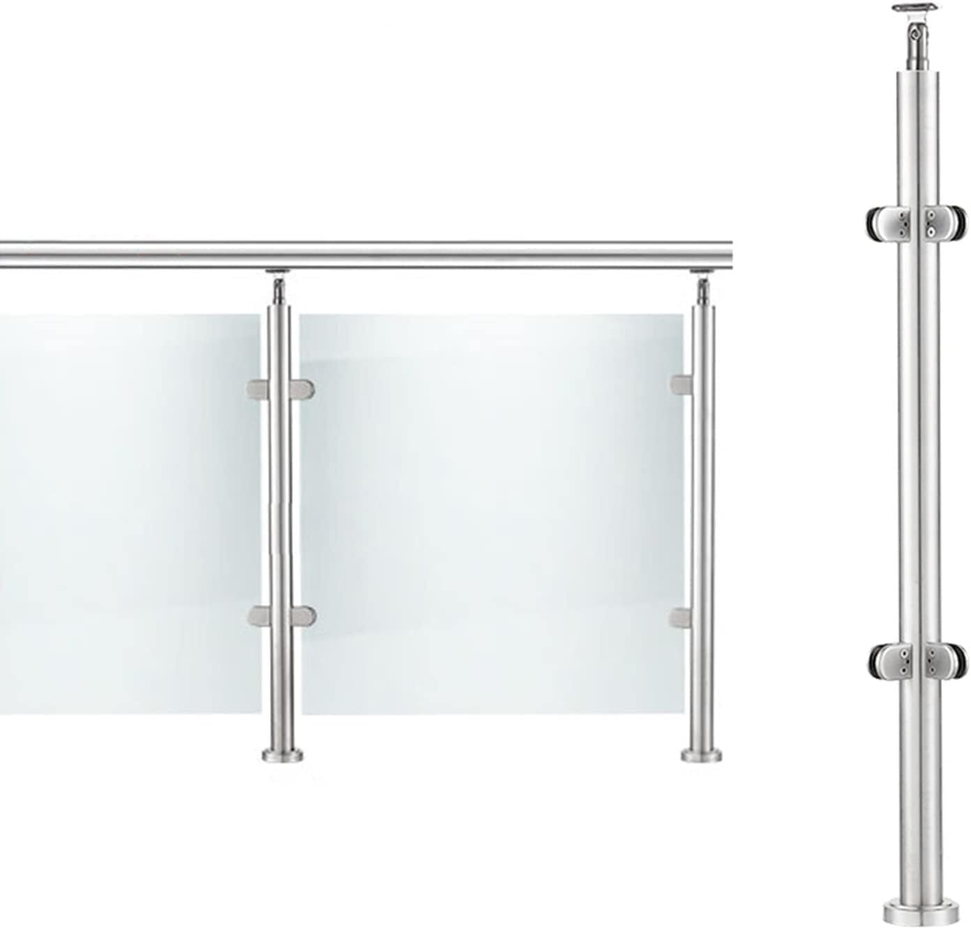 TIST Circular Steel Glass Railing Column, Heavy-Duty Stainless Steel Deck Railing, Garden Fence Glass Panel Column(Mid Post,85cm/33.5inch)