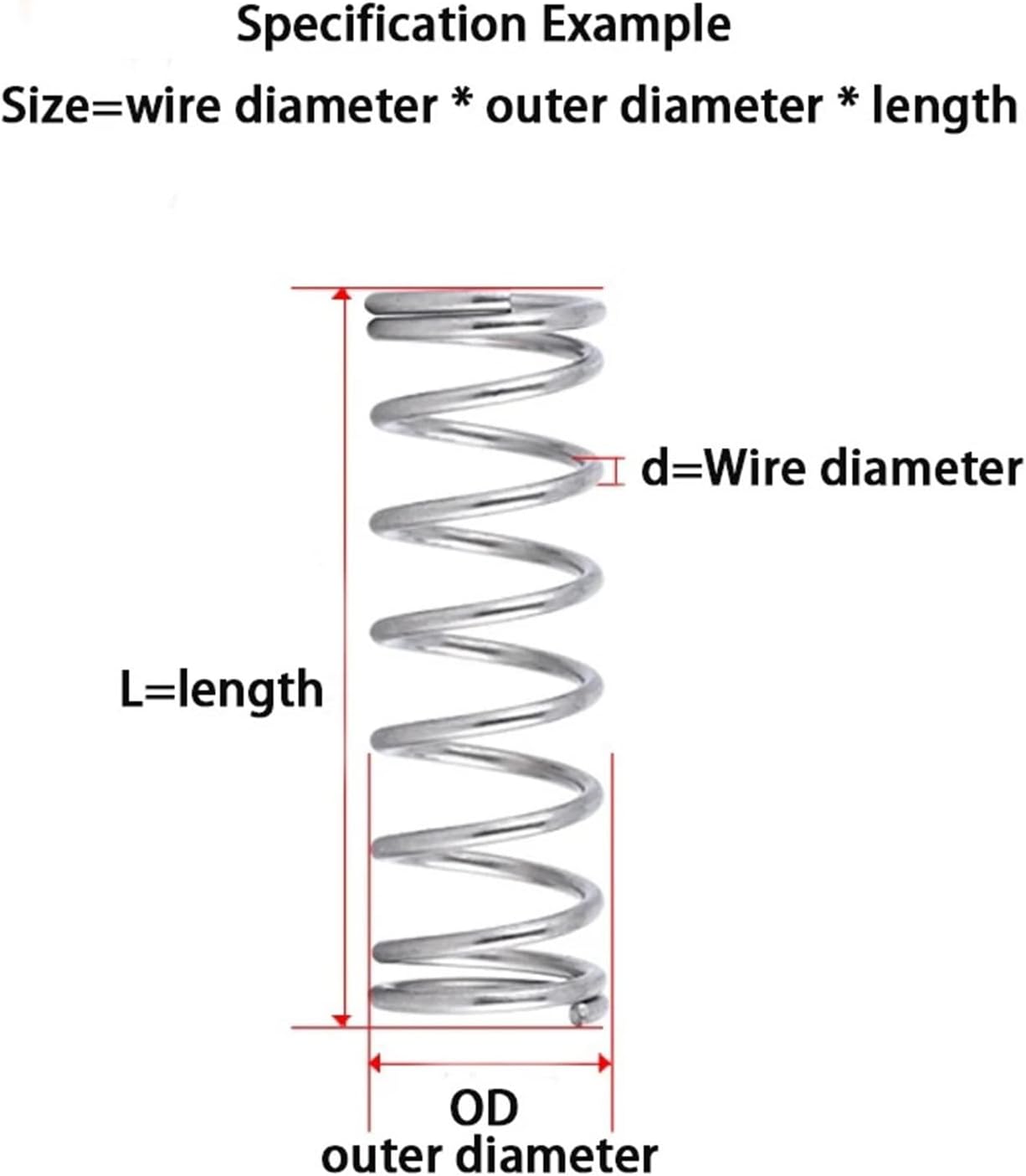 10Pcs Wire Diameter 0.7mm 304 Stainless Steel Compression Spring(45mm,7mm)