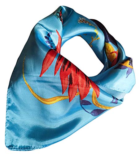 Women's Bright Floral Neckerchief Large Wrap Hair Square Scarves2