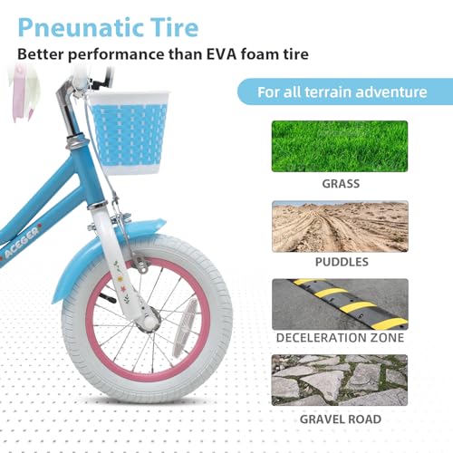 Image of ACEGER Girls Bike with Basket for Ages 2-12 Years Old Kids, 12 14 16 18 Inch with Training Wheels,Princess Style with Streamers, Handbrake & Coaster Brake,Multiple Colors.