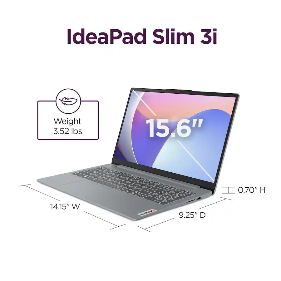 Image of Lenovo Ideapad Slim 3i 15.6 inch FHD Laptop, Intel Core i5-1335U, 16GB LPDDR5 RAM, 1TB SSD, Intel UHD Graphics, Windows 11 Pro, Arctic Grey, 2026 Edition