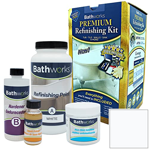 BATHWORKS DIY Bathtub & Tile Refinishing Kit w/Non-Slip (WHITE) BATHWORKS DIY Bathtub & Tile Refinishing Kit w/Non-Slip (WHITE)