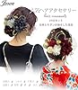 [JZOON] 成人式 髪飾り【10色展開】ドライフラワー ダリア あじさい かすみ草 造花飾り ヘアアクセサリー 和玉 赤 ゴールド 水引 ヘッドパーツ 振袖 着物 卒業式 七五三 浴衣 袴 結婚式用 手作り 専用ケース付き Y3339 赤 #1