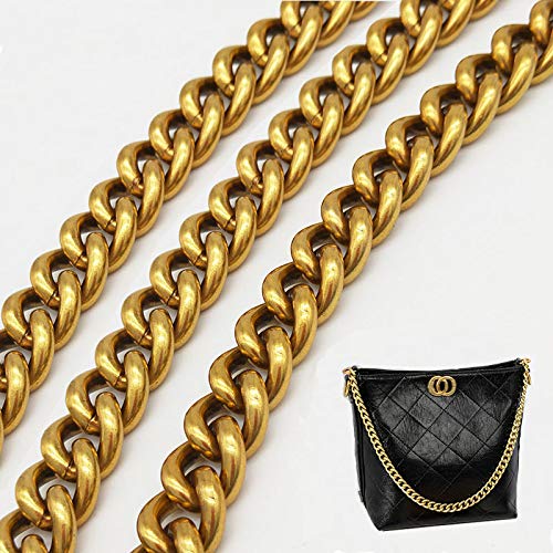 DIY Chunky Aluminum Purse Handle Bag Chain 23", Short Shoulder Strap Replacement Purse Bag Handle,Handbag Decoration Chain Handbag Chains Accessories(Ancient Gold)