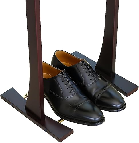 Miniatura 3 de Proman Products Ashton Valet VL36006 - Soporte para traje con bandeja superior, colgador de contorno, barra de pantalones y zapatero, 17 pulgadas de