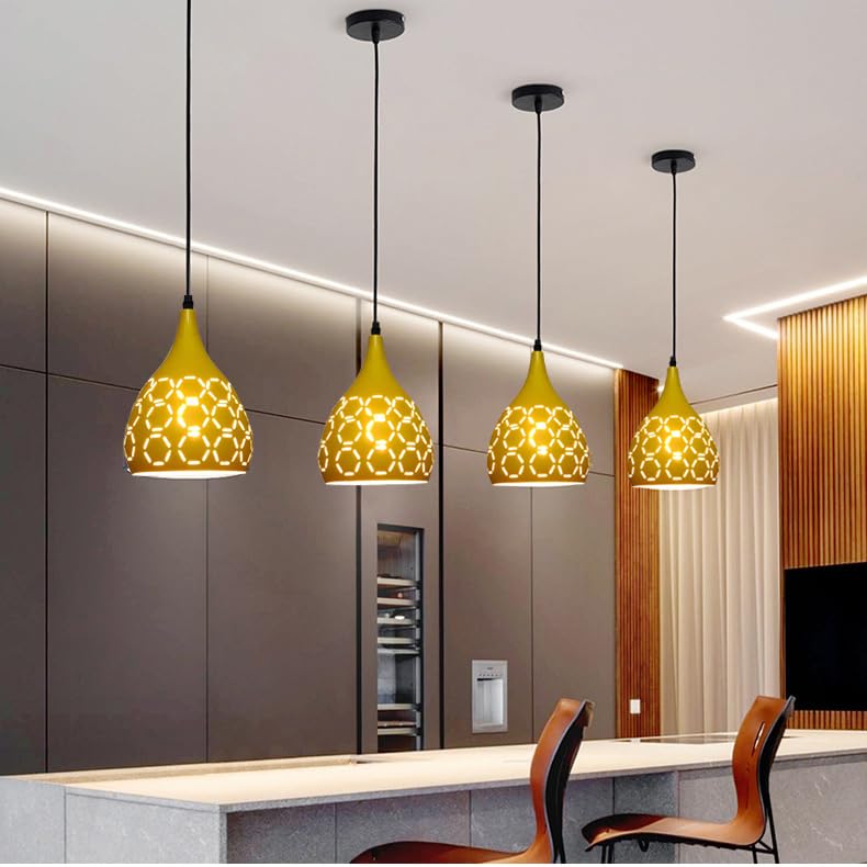 Image of GreyWings Yellow Aluminium Hanging Pendant Light for Ceiling Decorative Hanging Light,(Bulb not Included) Pack of 1