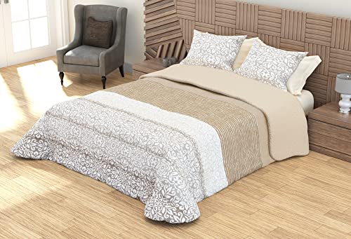Edredón Nórdico Borreguillo Cama 180 cm / Sherpa y Sedalina. Edredón de Invierno Modelo Valeria Beis Tacto Suave, calientito. Mercatienda Cover