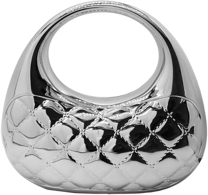 Image of Metallic Acrylic Evening Handbag for Women | Crossbody Sling Bags with Detachable Chain Strap Glossy Stylish Ladies Girls Small Size Cute Party Wedding Bag