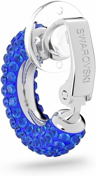Swarovski Tigris ear cuff, Single, Blue, Rhodium plated