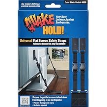 QuakeHOLD! Universal Flat Screen TV Safety Straps, Nylon Anti-Tip Adhesive Straps, Earthquake Protection, For TVs and Furniture, Child Proofing for Home Safety, Easy Installation, Black, 1 Pack