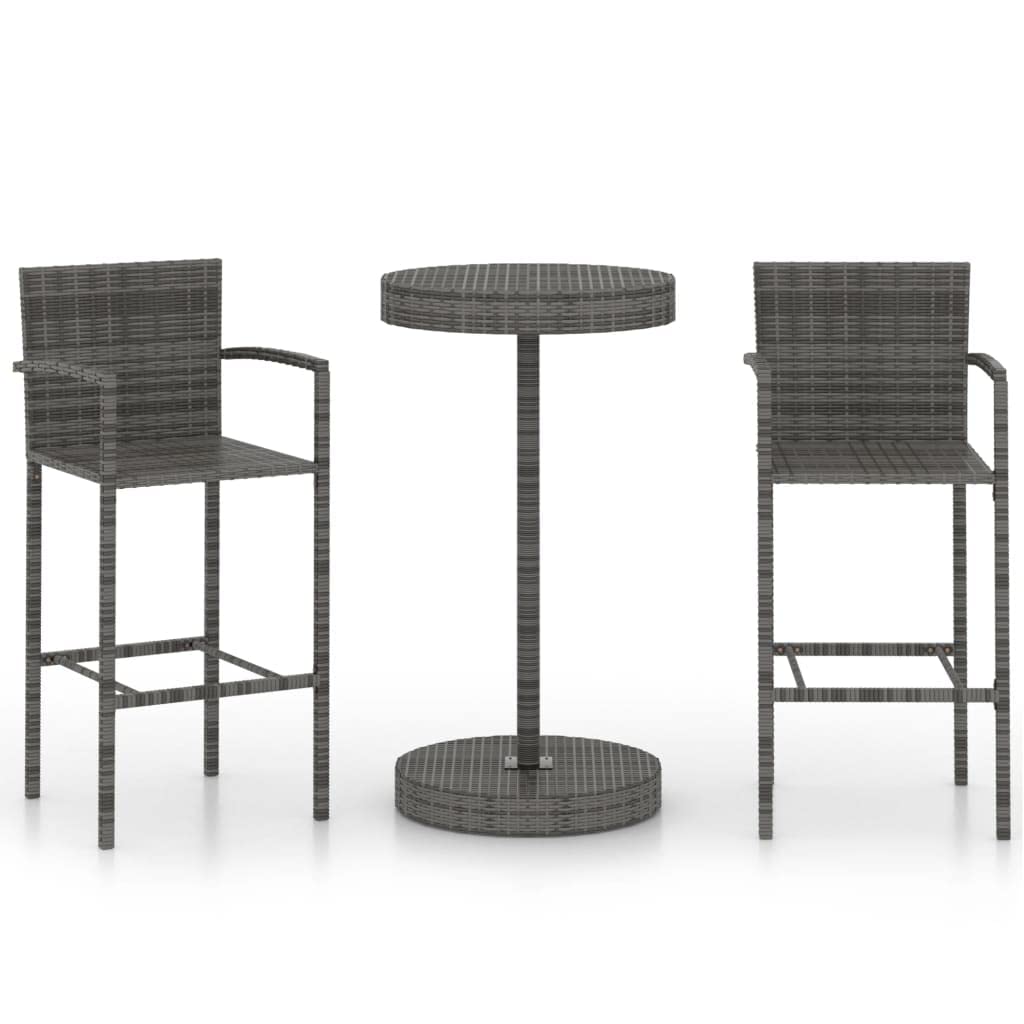Ensemble de bar de jardin 3 pcs vidaXL en résine tressée gris
