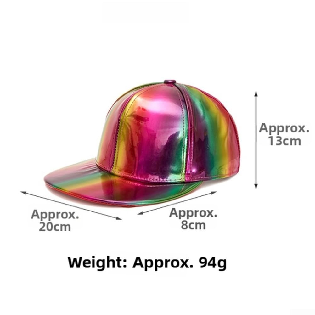 Gorra de Béisbol Holográfica PU Ajustable Iridiscente Gorra de