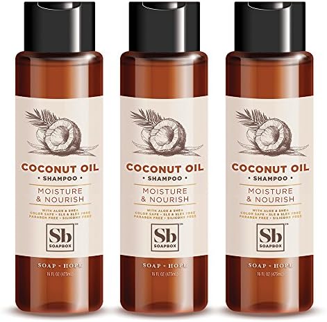 Soapbox Shampoo, Vegan & Cruelty Free Hydrating Shampoo with Coconut Oil with Shea Butter, Color Safe, Paraben and Sulfate Free All Natural Hair Cleanser, 16oz (Pack of 3)