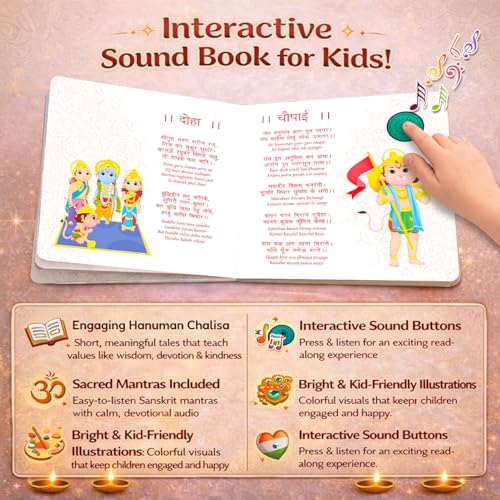 Image of Hanuman Chalisa Sound and 121 Story Book Combo for Kids ; India's First Mythology Mantras Sound Book to Teach Indian Culture, Values Devotional