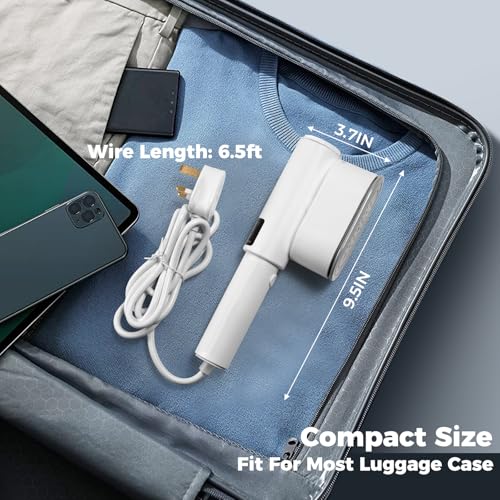 Praclife Travel Steamer for Clothes with LED Screen Display, Portable Travel Iron Steam Mini Holiday 1200W Fast Heat Up Handheld Garment Steamer, 90° Rotatable Handle, 100ml Water Tank, White - Image 3