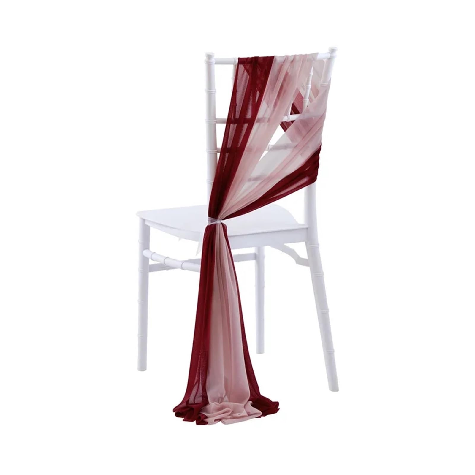 Ruban de chaise mousseline de soie lot de 50 pour mariage rose et bordeaux 17x250cm