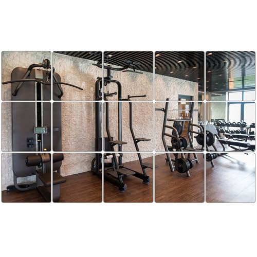 BBTO 15 Pieces Flexible Mirror Sheets Decals Self Adhesive Non-Glass Mirror Tiles Stickers for Home Wall Decor(6 x 6 Inch)